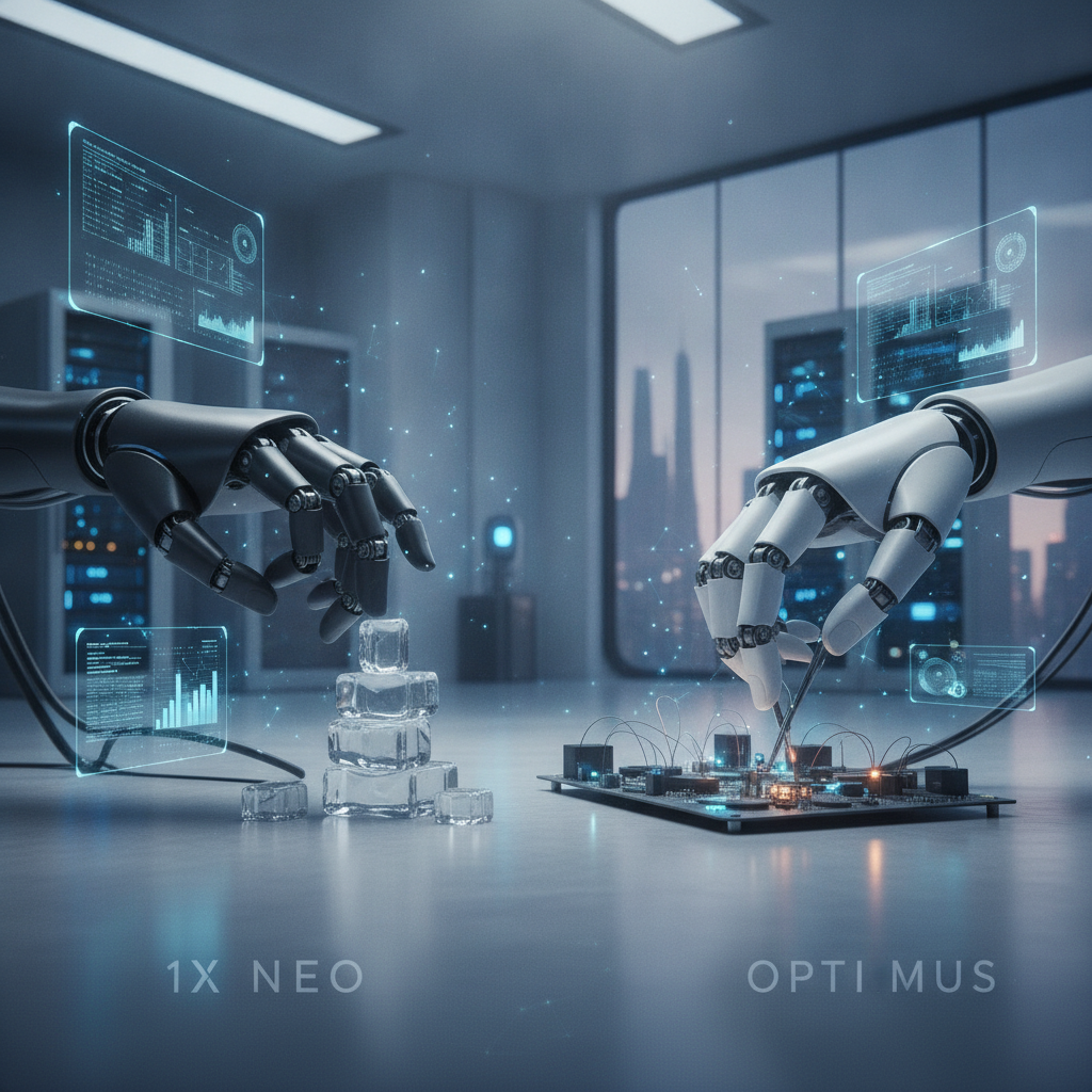 Comparing the Hand Dexterity of 1X NEO and Tesla Optimus