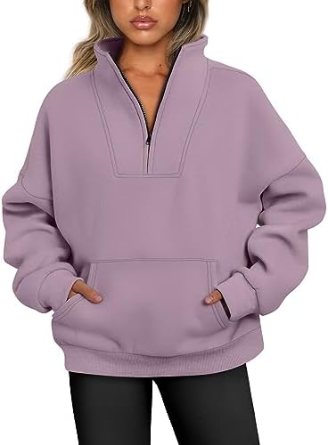 Trendy Queen Sweatshirts Half Zip Pullover Quarter Zip Oversized Hoodies